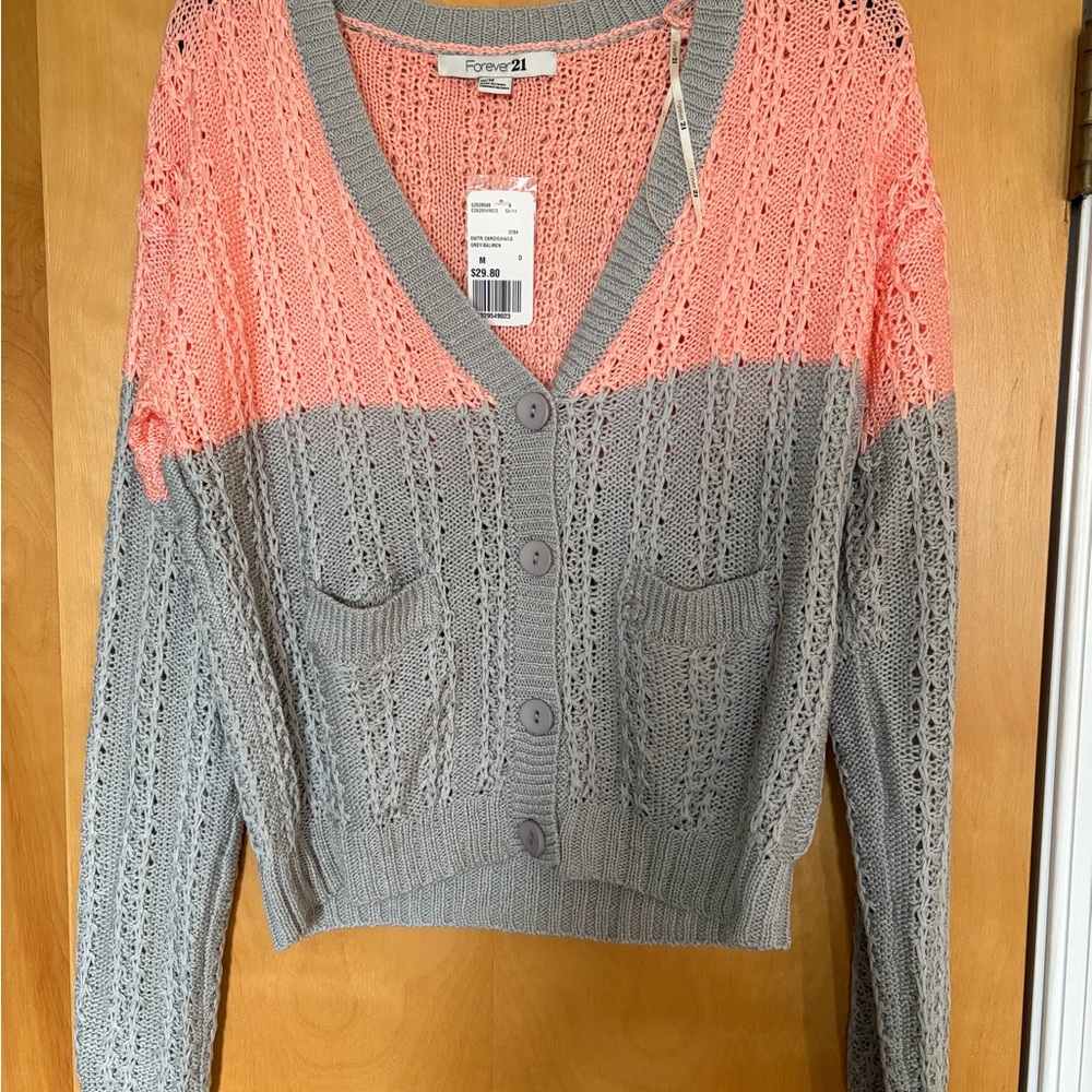 Forever 21 Coral and Gray Women's Cardigan